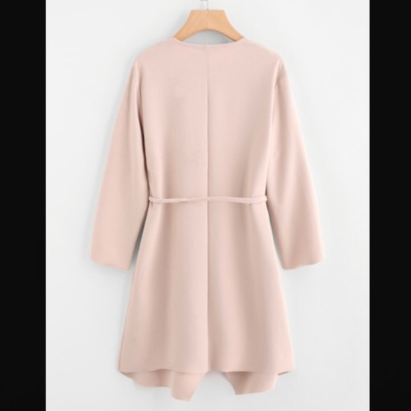 Waterfall Collar Pocket Front Wrap Coat - Picture 4 of 8